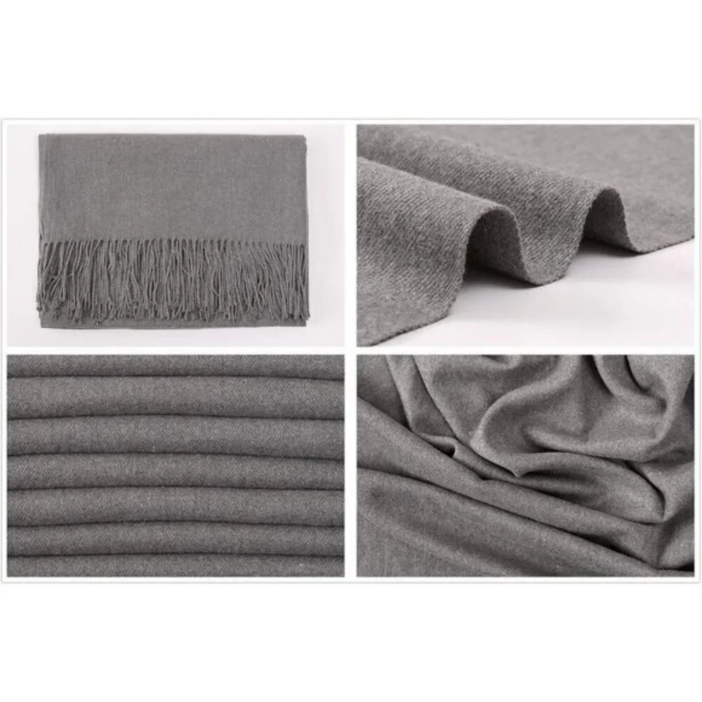 ⚡Women's Gray Pashmina Shawls Evening Dress Bridesmaid Winter Warm Long Scarf